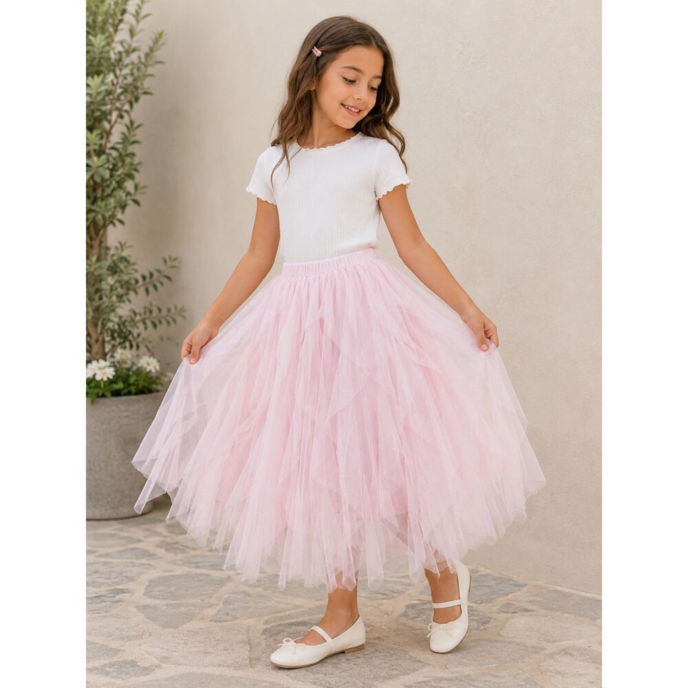 Girls Pink Layered Tulle Tutu Skirt Size 7 Princess Party Ballet